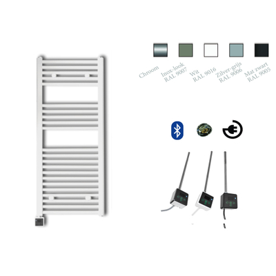 Sanicare Elektrische Design Radiator - 111.8 x 45 cm - 596 Watt - bluetooth - thermostaat zwart linksonder - zwart