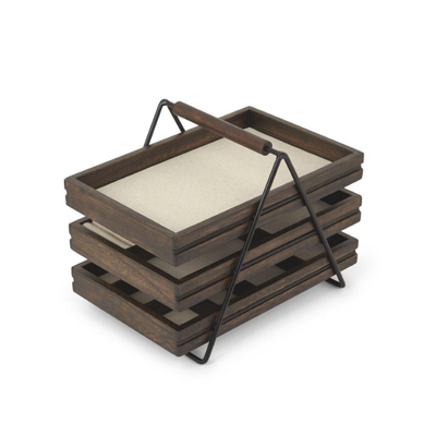 Umbra Terrace opbergbox 25x18x20cm Rubberhout Zwart/walnoot