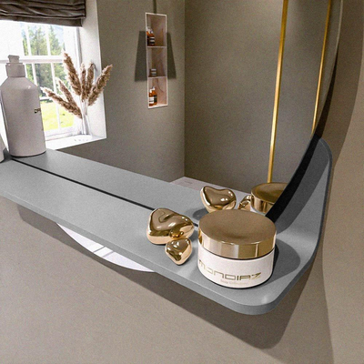 Mondiaz SPOT Badkamerspiegel - rond 60cm - spiegelplanchet - kleur Plata