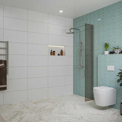 Fortifura Galeria inloopdouche - 30x200cm - rookglas - wandarm - chroom