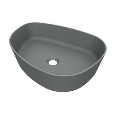 Arcqua Rocker waskom - 50x37x13cm - opbouw - rechts - organisch - cast marble grijs mat