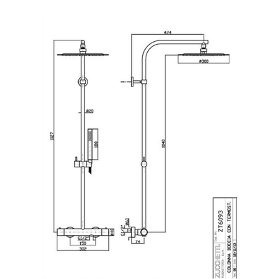 Zucchetti Docce thermostatische douchekolom rond D300