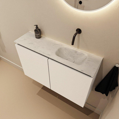 MONDIAZ TURE-DLUX 80cm toiletmeubel Talc. EDEN wastafel Opalo positie rechts. Zonder kraangat.