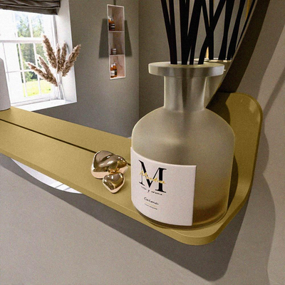 Mondiaz SPOT Badkamerspiegel - rond 80cm - spiegelplanchet - kleur Oro