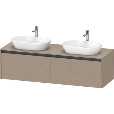 Duravit Ketho 2 wastafelonderbouwkast incl. consoleplaat met 2 laden voor dubbele waskommen 160x55x45.9cm met handgrepen antraciet Linnen mat