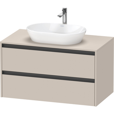 Duravit Ketho 2 wastafelonderbouwkast incl. consoleplaat met 2 laden 100x55x56.8cm met handgrepen antraciet taupe mat