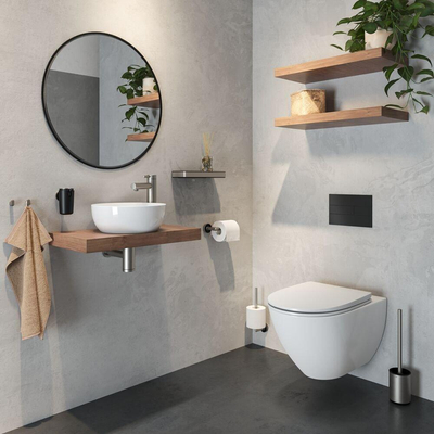 Tiger Cooper Toiletrolhouder - zonder klep - met L-vorm - geborsteld RVS/zwart