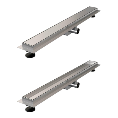 Brauer Douchegoot - 70x7x6.7cm - ondiepe vloerflens - zijuitloop - tegelinlegrooster omkeerbaar - RVS