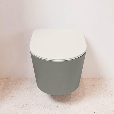 MONDIAZ LAVIE wandclosetpack - 36x53cm - diepspoel - rimless - Smoke (grijs) - softclose - quick-release - toiletzitting - Linen (offwhite)