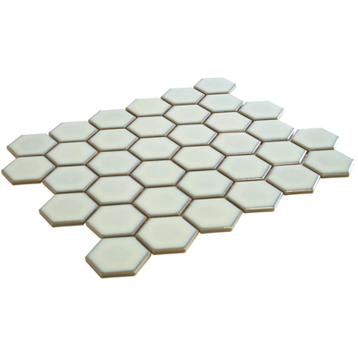 The Mosaic Factory Barcelona mozaïektegel - 28.2x32.1cm - wandtegel - Zeshoek/Hexagon - Porselein Light Green Edge Glans