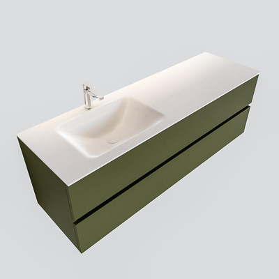 MONDIAZ VICA Badkamermeubelset - 150cm - 2 lades - wasbak Cloud links - 1 kraangat - solid surface army