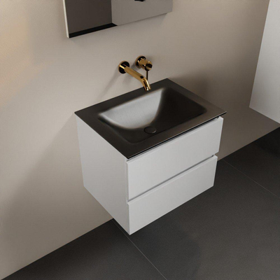 Mondiaz Aivy badmeubelset - 60x45x50cm - 0 kraangaten - 1 wasbak urban Solid surface - Midden - 2 lades - Zonder spiegel - MDF Talc