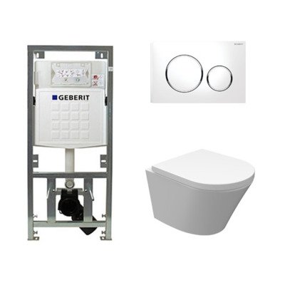 Wiesbaden Vesta Inbouwset - compact - 47cm - diepspoel wandcloset - softclose - quickrelease - rimless - afdekplaat sigma20 - wit