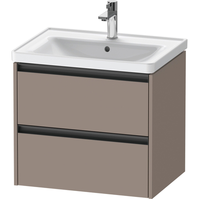 Duravit Ketho 2 wastafelonderbouwkast met 2 laden 63.4x45.5x54.9cm met grepen antraciet basalt mat