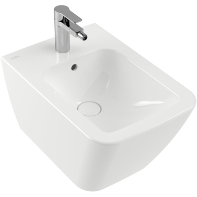 Villeroy & Boch Finion wandbidet 1 kraangat 37.5x56cm ceramic+ met overloop wit