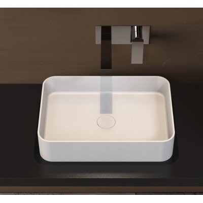 Ideavit Solidthin opbouw wastafel 50x35x12.5cm rechthoek 0 kraangaten 1 wasbak Solid surface wit