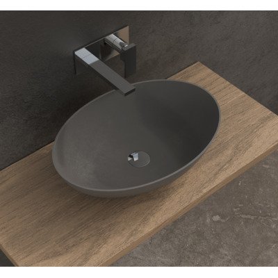 Ideavit Solidthin Wastafel - Vrijstaand - 60x40x14.5cm - Ovaal - solid surface - donker grijs