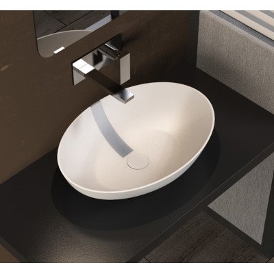 Ideavit Solidthin opbouw wastafel 60x40x14.5cm ovaal 0 kraangaten 1 wasbak Solid surface wit