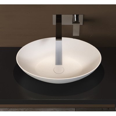 Ideavit Solidthin opbouw wastafel 50x33x14.5cm ovaal 0 kraangaten 1 wasbak Solid surface wit