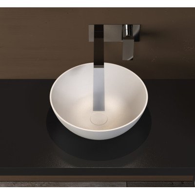 Ideavit Solidthin opbouw wastafel 39x39x14.5cm rond 0 kraangaten 1 wasbak Solid surface wit