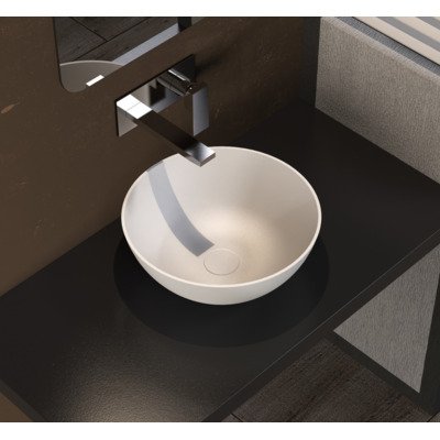 Ideavit Solidthin opbouw wastafel 39x39x14.5cm rond 0 kraangaten 1 wasbak Solid surface wit