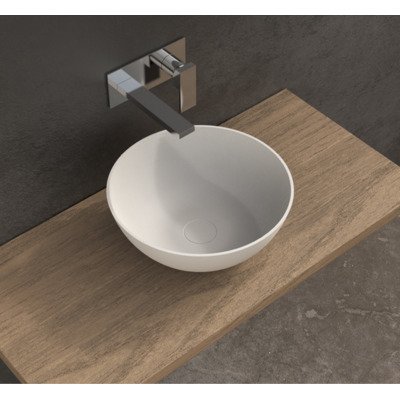 Ideavit Solidthin opbouw wastafel 39x39x14.5cm rond 0 kraangaten 1 wasbak Solid surface wit