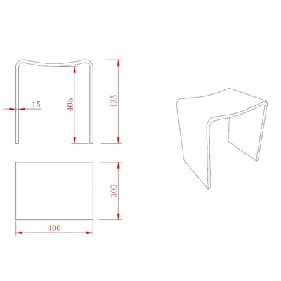 Wiesbaden Solid surface kruk 40 x 30 x 42,5 cm mat wit