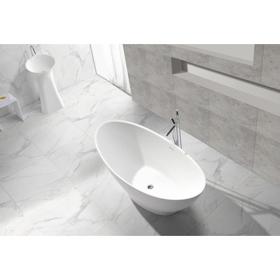 Wiesbaden Jasmijn Solid surface vrijstaand bad 186x82x59cm mat wit OUTLETSTORE