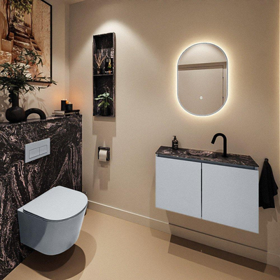 MONDIAZ TURE-DLUX 80cm toiletmeubel Clay. EDEN wastafel Lava positie midden. Met 1 kraangat.