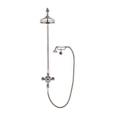 Crosswater Belgravia showerpipe thermostatische met 30cm regendouche handdouche op de muur in klassieke beugel nikkel gepolijst