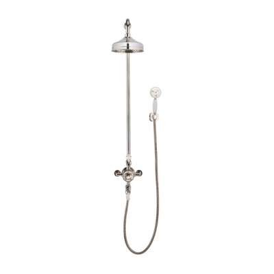 Crosswater Belgravia showerpipe thermostatische met 20cm regendouche handdouche op de muur nikkel gepolijst