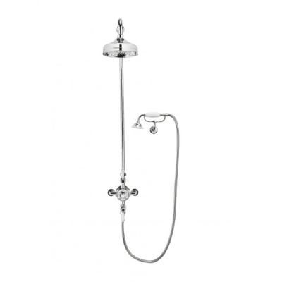 Crosswater Belgravia showerpipe thermostatische met 30cm regendouche handdouche op de wand in klassieke beugel chroom