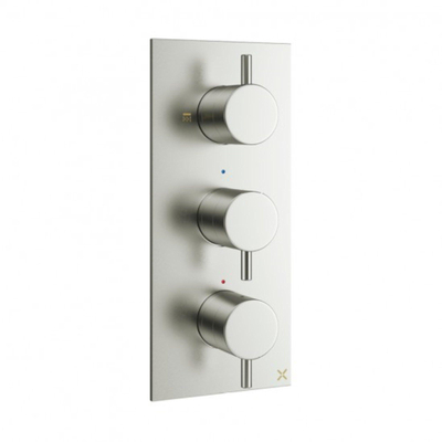 Crosswater MPRO inbouw thermostatisch douchekraan verticaal 2 stopkranen geborsteld RVS