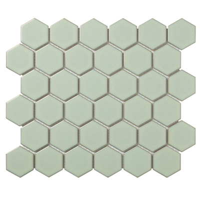 The Mosaic Factory Barcelona mozaïektegel - 28.2x32.1cm - wandtegel - Zeshoek/Hexagon - Porselein Light Green Edge Glans