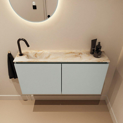 MONDIAZ TURE-DLUX 100cm toiletmeubel Greey. EDEN wastafel Frappe positie links. Met 1 kraangat.
