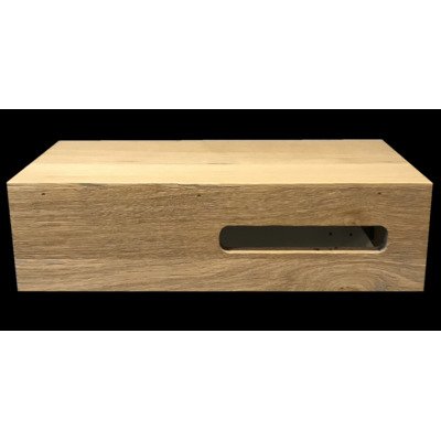 Saniclass Natural Wood fonteinkast 40x20x10cm met uitsparing rechts doorlopend lamel GRIJS OUTLET