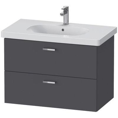 Duravit XBase Wastafelonderkast 80x45.8x56cm Standaard greep met softclose spaanplaat Grafiet Mat