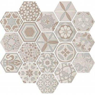 Cifre Ceramica wandtegel - 17.5x17.5cm - 9mm - Zeshoek - Multi glans