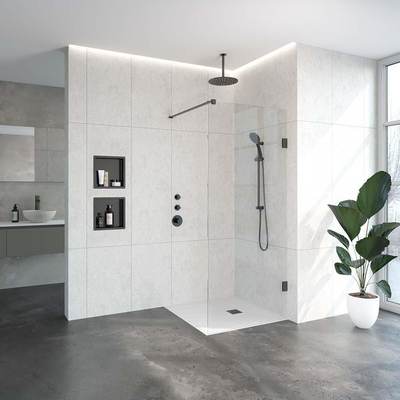 BRAUER Create Inloopdouche - 90x200cm - profielloos - antikalk - 8mm veiligheidsglas - geborsteld gunmetal