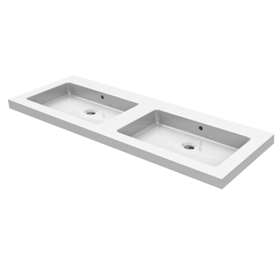 Wiesbaden Kera wastafel dubbel zonder kraangat 120x46x5 cm keramiek glans wit