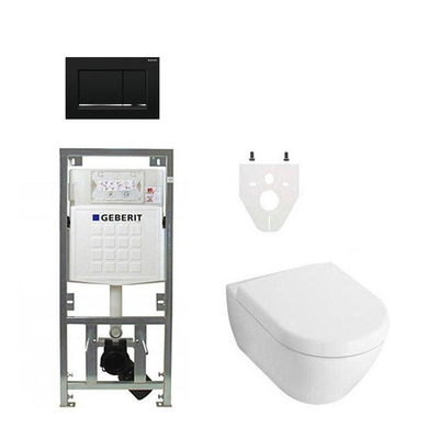 Villeroy Boch Subway 2.0 DirectFlush Toiletset - softclose - geberit reservoir - bedieningsplaat zwart sigma30 - wit