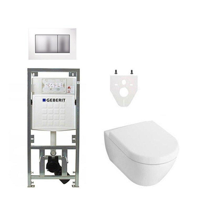 Villeroy Boch Subway 2.0 DirectFlush Toiletset - softclose - geberit reservoir - bedieningsplaat chroom wit sigma30 - wit