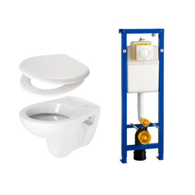 Plieger Compact toiletset toiletset compleet met inbouwreservoir, zitting en bedieningsplaat wit