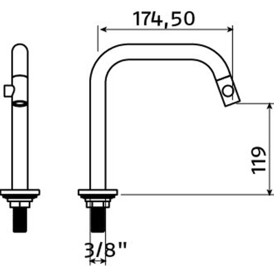 Clou Kaldur kranen chroom fonteinkraan 4.5x19.7cm links