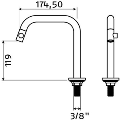 Clou Kaldur kranen chroom fonteinkraan 4.5x19.7cm rechts