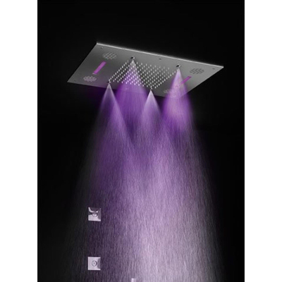 Hotbath Mate inbouw hoofddouche 48x63cm rechthoek met spray LED verlichting nikkel geborsteld