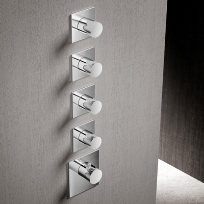 Hotbath Mate High Flow thermostaatkraan met 4 stopkranen vierkant inclusief inbouwdeel geborsteld nikkel