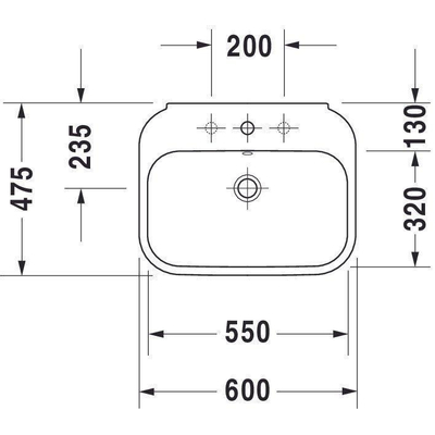 Duravit Happy d.2 wastafel 60x47.5cm 1 kraangat met overloop wit