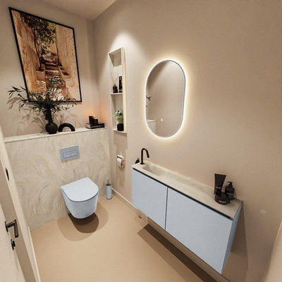 MONDIAZ TURE-DLUX 100cm toiletmeubel Clay. EDEN wastafel Ostra positie links. Met 1 kraangat.