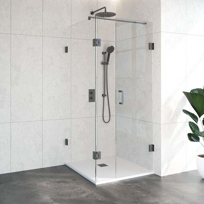 BRAUER Create Complete Profielloze Douchecabine Vierkant 3-delig pendel 90x90 Gunmetal geborsteld